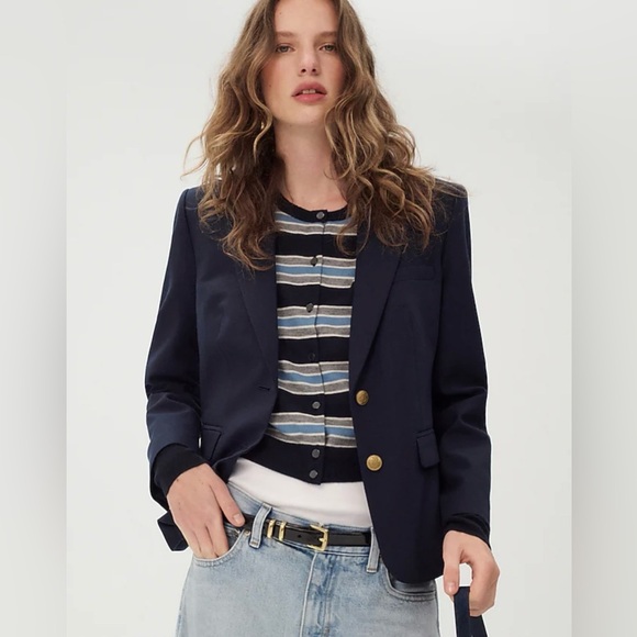 NWOT J. Crew Schoolboy Blazer Navy Blue Gold Button Lined Tailored Jacket 0P - Picture 7 of 7